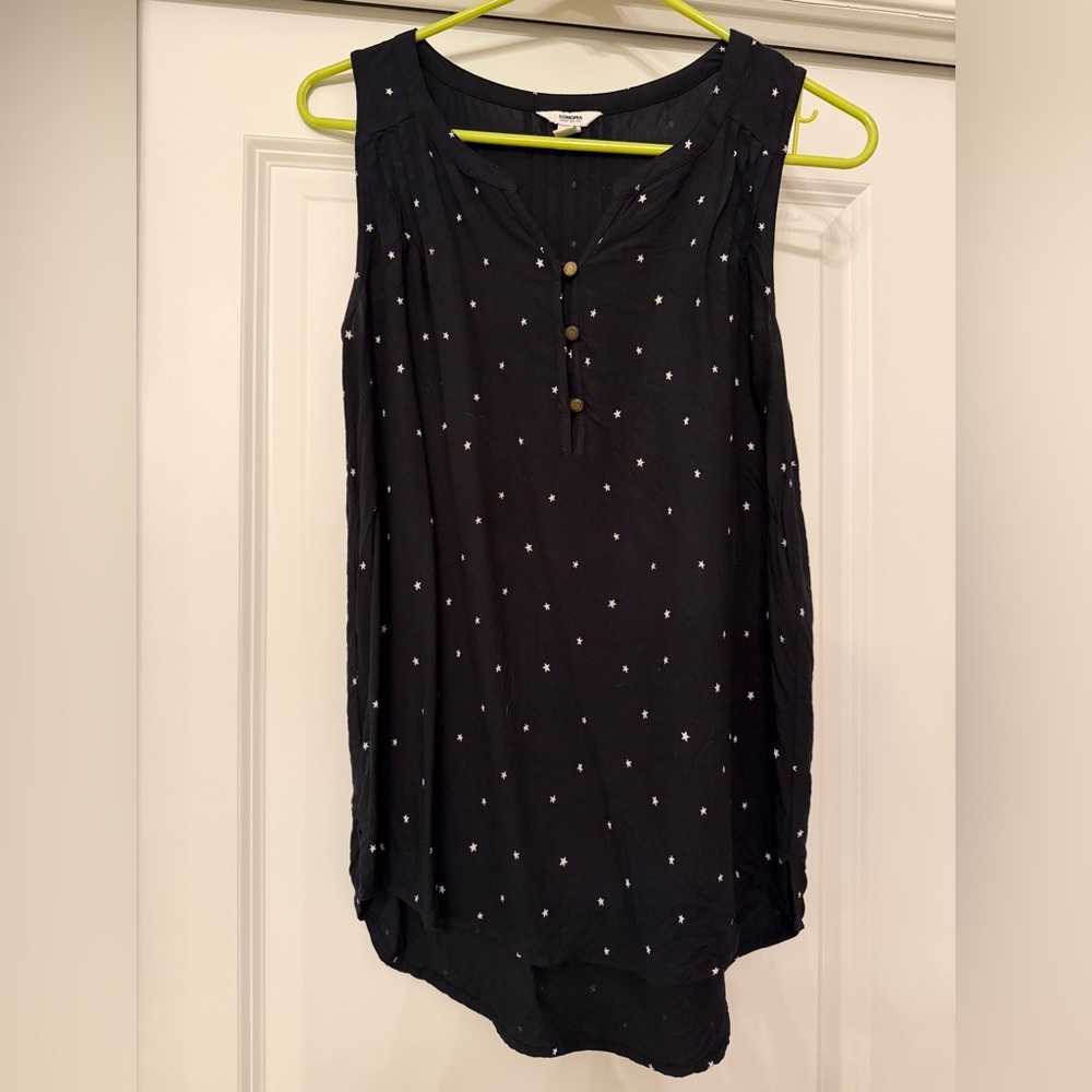 Sonoma Black Sleeveless Top with Star Accents